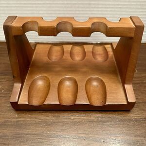 Vintage Kaywoodie Six Smoking Pipe Wooden Stand Made from Native Wood (Taiwan)